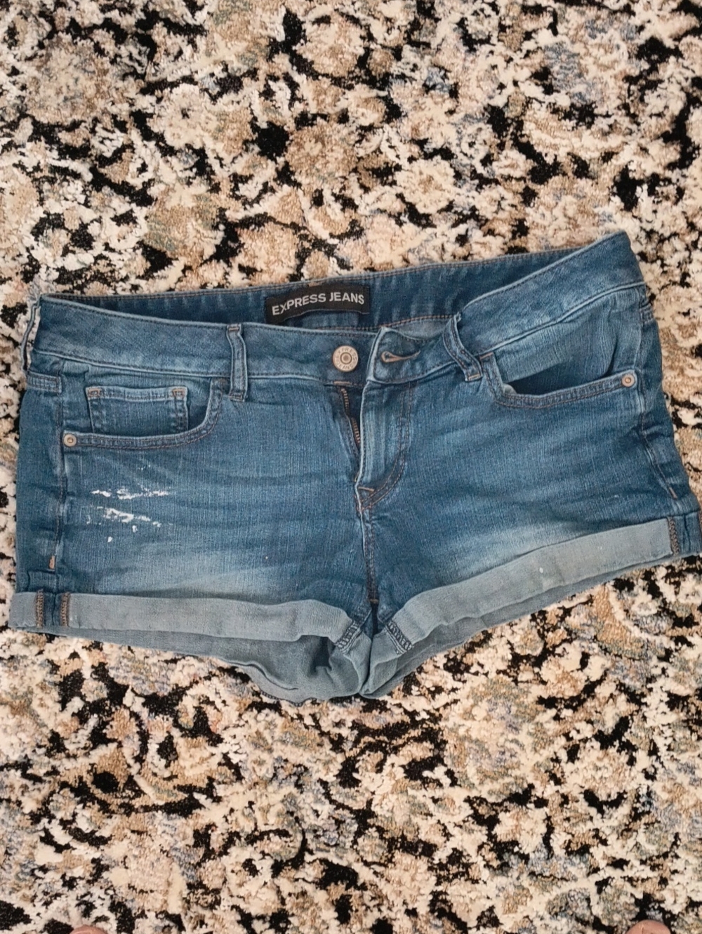 Express Women's Medium Blue Denim Cuffed Shorts